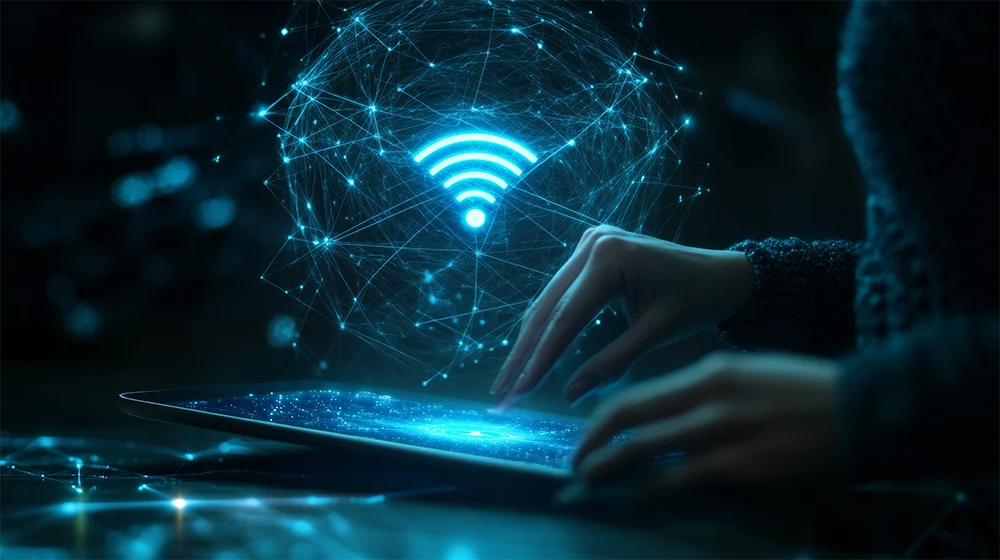 Futuristic Wireless Connectivity Holographic Wifi Interaction Hightech World 1