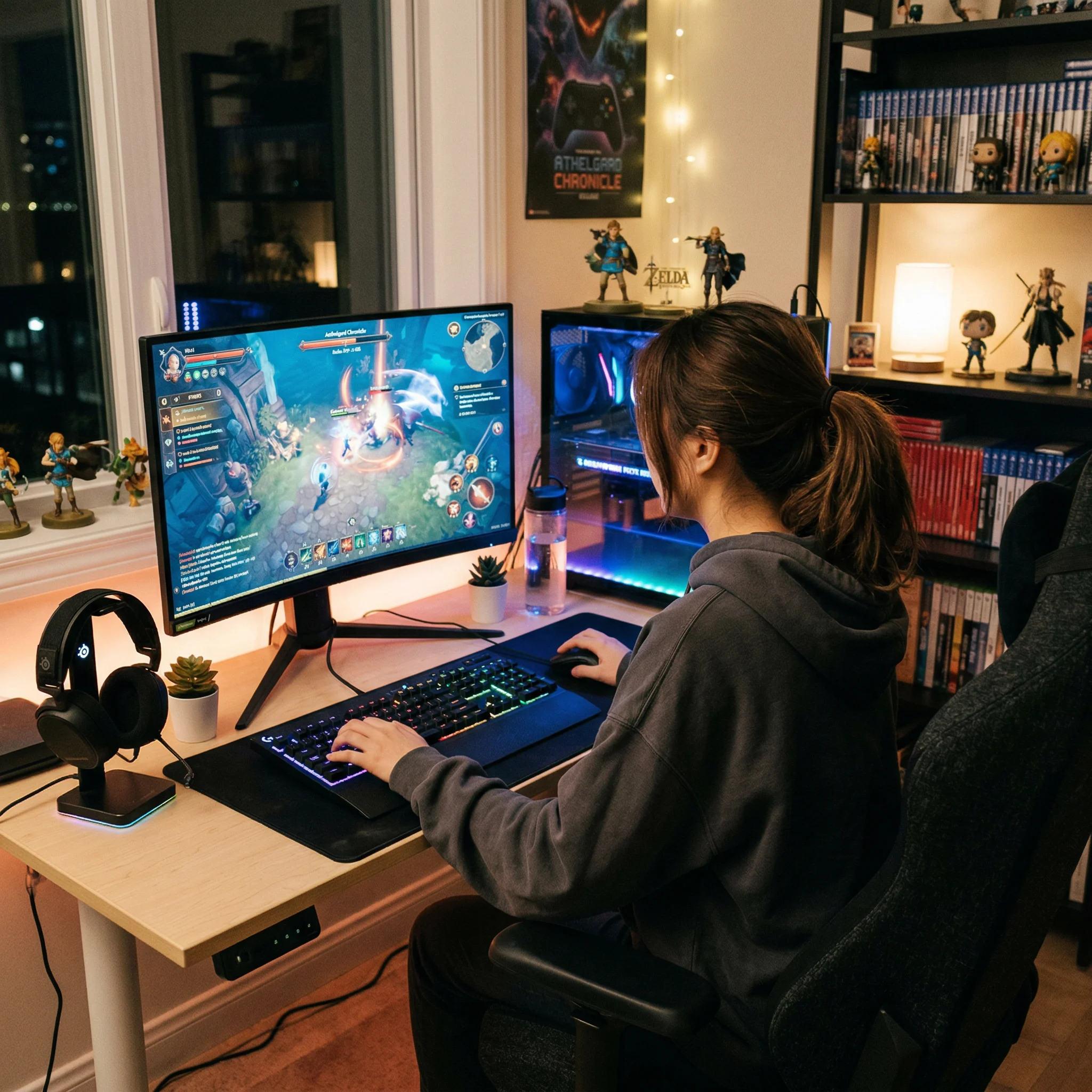 Asian Female Gamer Back View 1